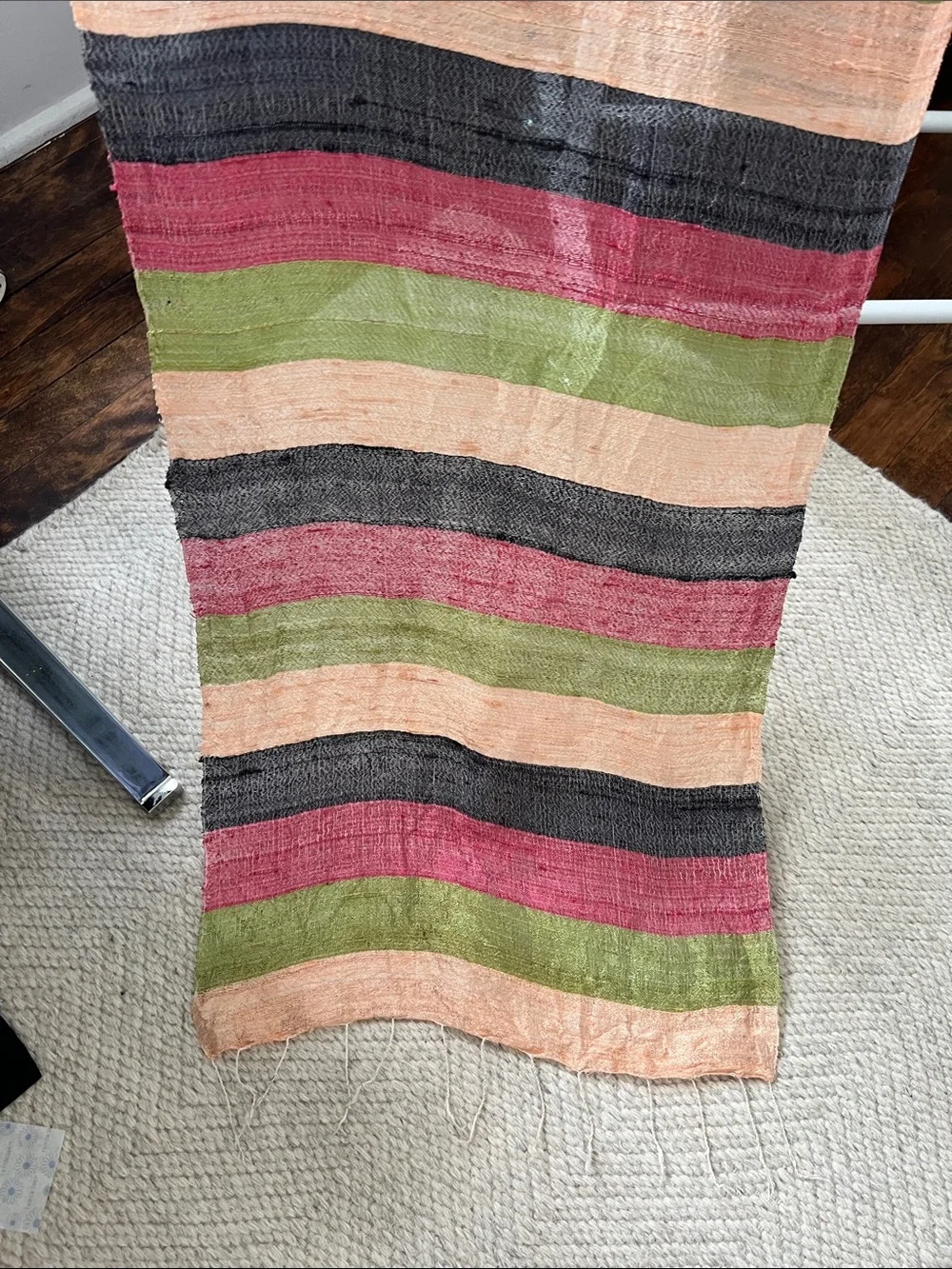 Long silk stripe scarf